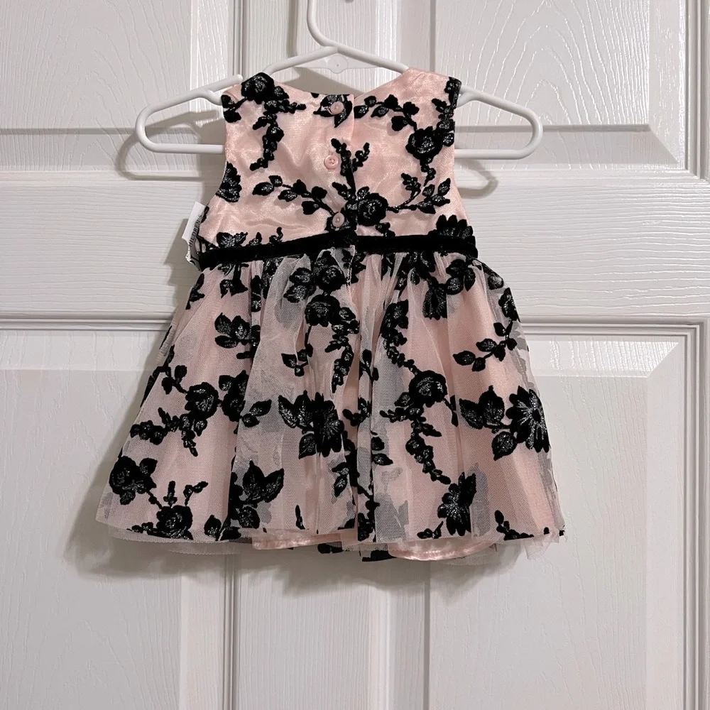 The Children's Place 3-6 Months Pink & Black Floral Dress NWT